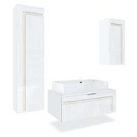 BADMÖBELSET Aloha Absetzungen in Creme Hochglanz - Creme, Holzwerkstoff (200/193/51cm) - Vladon