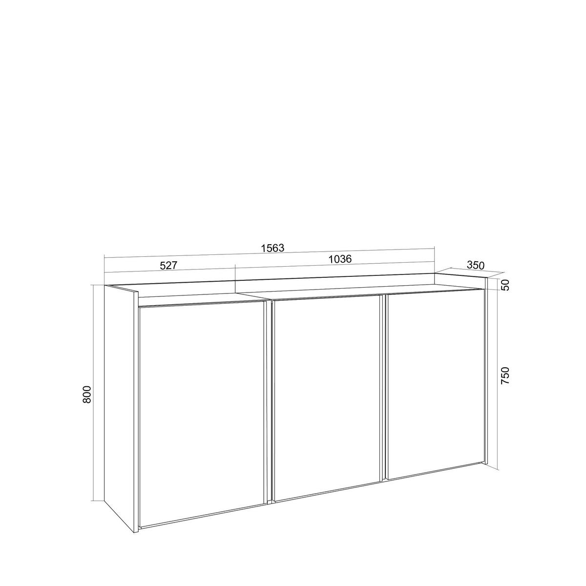 SIDEBOARD, Weiß und Eiche, 156/35/80cm - Weiß, Holzwerkstoff (156/80/35cm) - Skraut Home