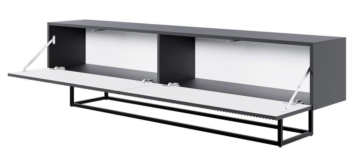 TV-SCHRANK Veldio Schwarz mit schwarzen Beinen 175 cm - Schwarz, Holzwerkstoff/Metall (175/46.5/31.6cm) - Selsey