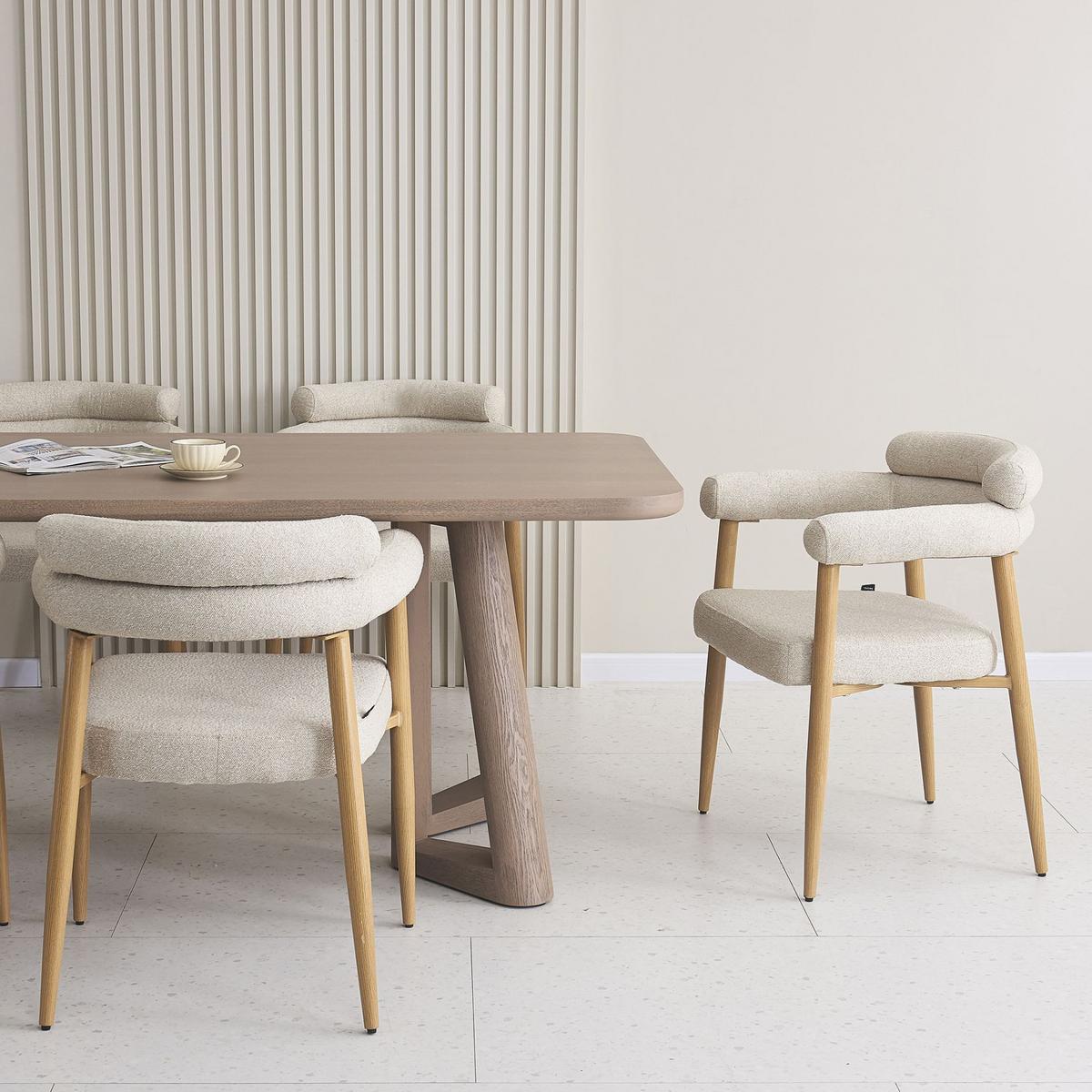 ESSZIMMERSTUHL Pragess Beige/Eiche Natur - Beige, Textil/Metall (64/80/60cm) - Selsey