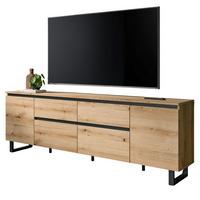 TV-LOWBOARD Evoke Eiche, schwarz, TV Unterschrank 188 x 65 cm, Soft-Close und Komforthöhe - Eichefarben/Schwarz, Holzwerkstoff/Metall (188/65/36cm) - Inn.Furn