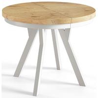 RUNDER Esstisch ausziehbar – Moderner Wohnzimmertisch und Küchentisch – Tisch mit Stabile Konstruktion, Durchmesser 90 cm - 190 cm - Farbe Lancelot - Beige/Weiß, Holzwerkstoff (90/90/77cm) - Alpi-Möbel