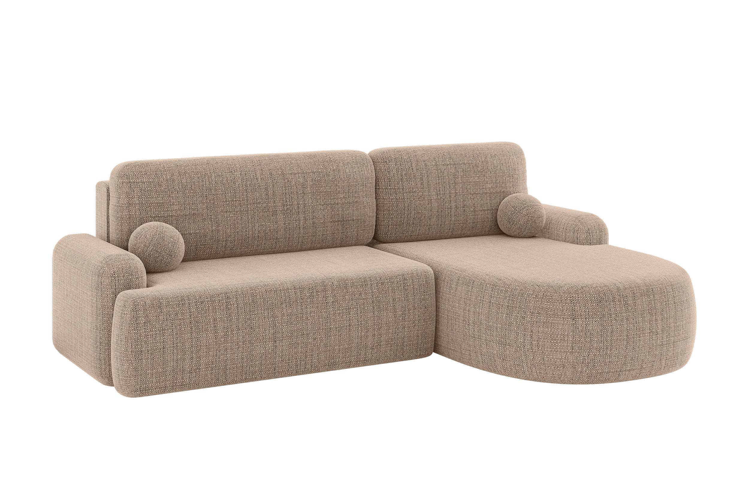 ECKSOFA mit Schlaffunktion und Bettkasten LIRA-L - 264x172x89 Dunkelbeige - Sahara, Holzwerkstoff/Textil (172/264cm) - ALTDECOR