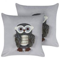 DEKOKISSEN 2er-Set Grau 45/45 cm Ophrys - Grau, Textil (45/45cm) - Beliani