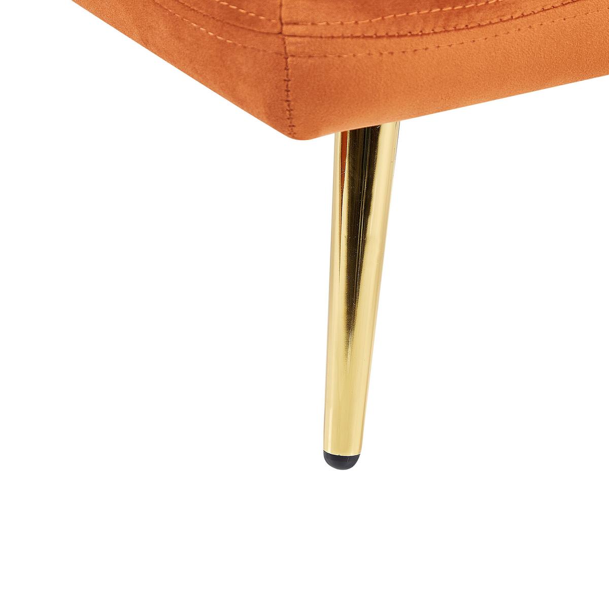 CHAISELONGUE-RECHTSSEITIGE Samtstoff Orange Gonesse - Goldfarben/Orange, Textil (160/72/79cm) - Beliani