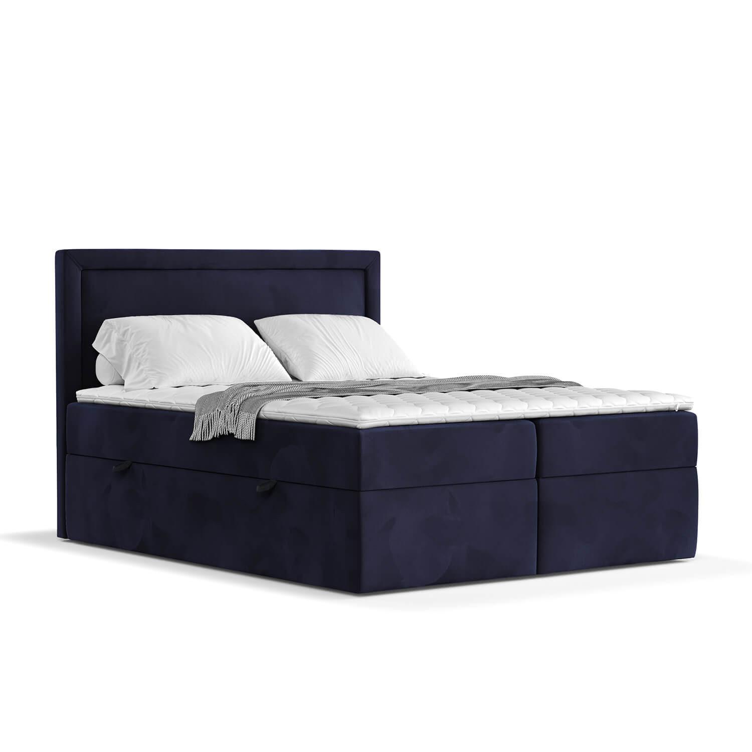 BOXBETT Jodan 180/200 cm Marineblau im Magic Velvet Stoff - Schwarz/Dunkelblau, Holz/Holzwerkstoff (180/200cm) - AltaBeds