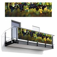 BALKON-SICHTSCHUTZ Trauben - Wein - Natur - Grün Windschutz 300x95 cm - Weinrot, Kunststoff (300/95cm) - MuchoWow