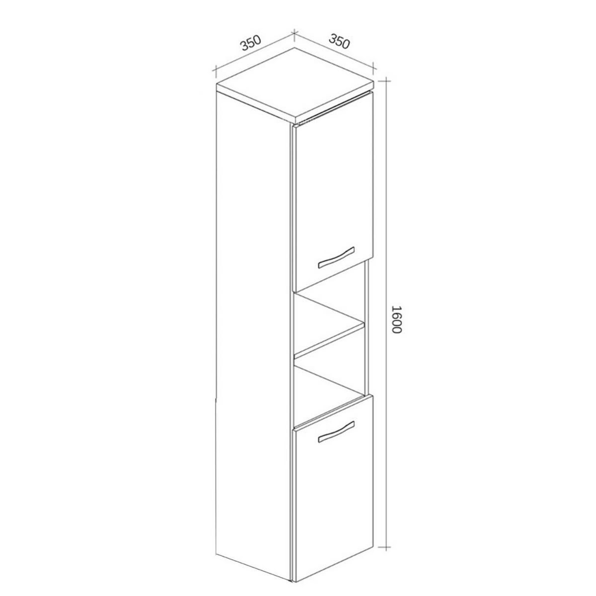 BADEZIMMERSCHRANK Paso mit 2 Türen Beton Grau - 35 x 35 x 160 cm - Grau, Holz (35/160/35cm) - Badplaats