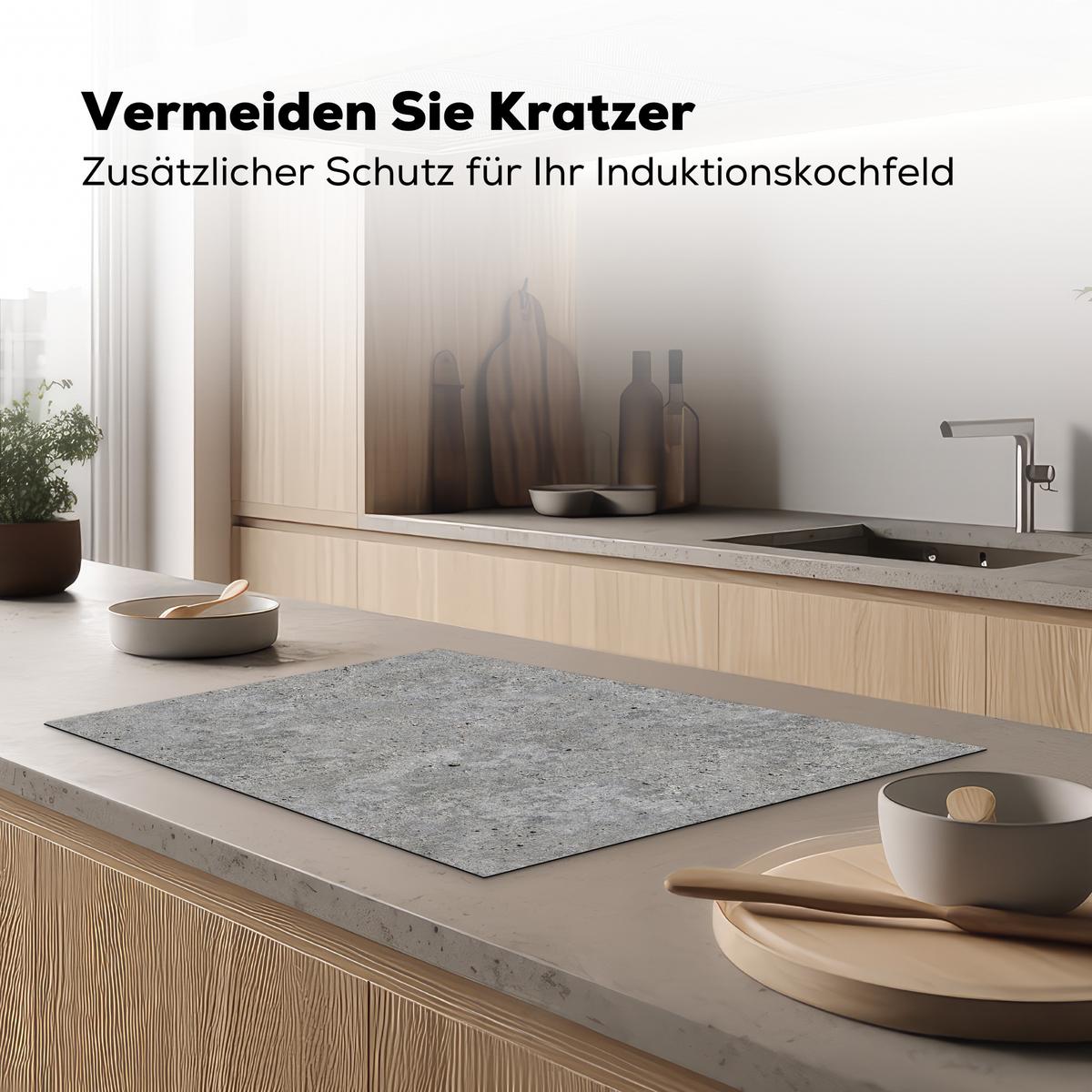 HERDABDECKPLATTE Beton - Schiefer - Grau - Struktur aus Beton Induktionsmatte 77x51 cm - Hellgrau, Kunststoff (77/51/0.2cm) - MuchoWow