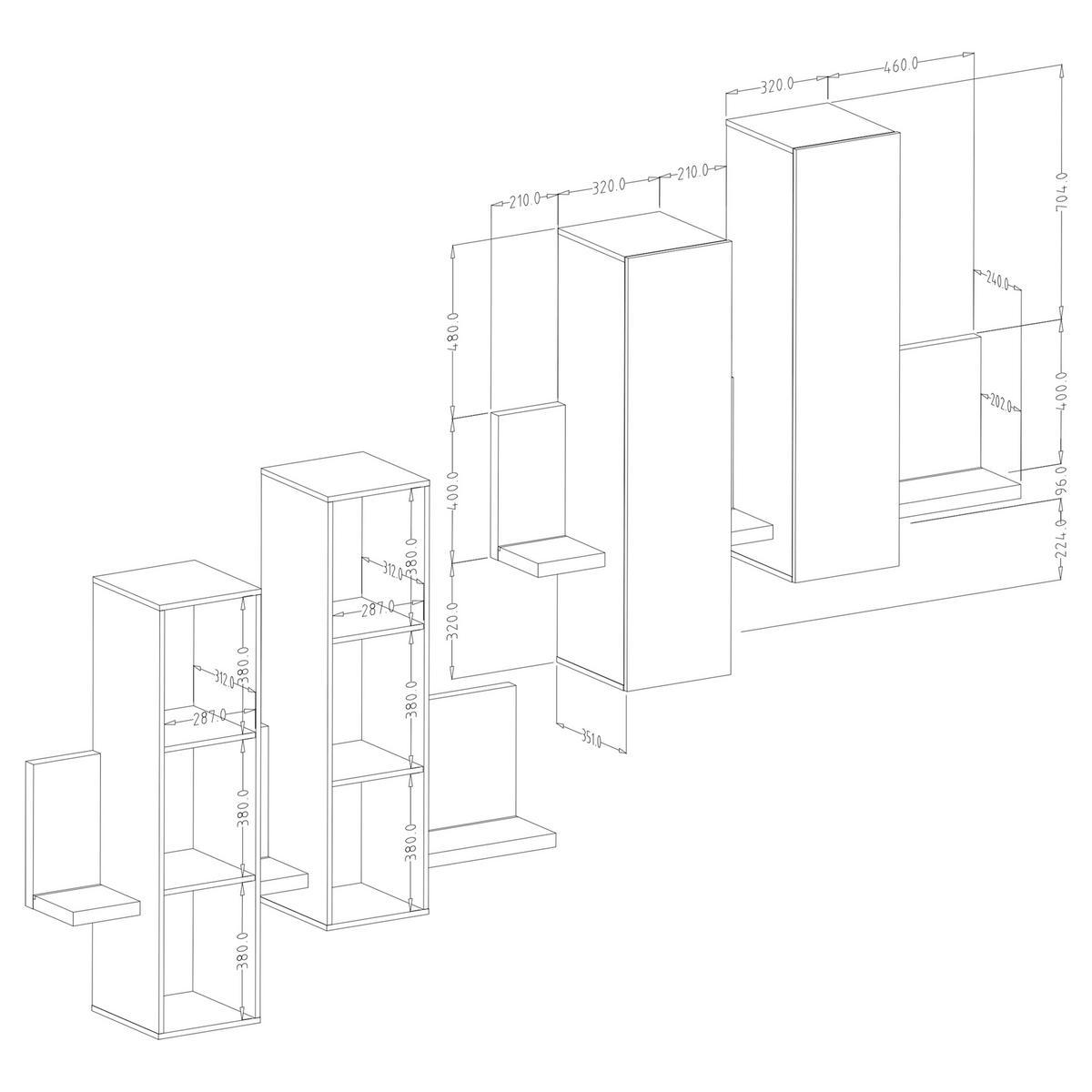 VITRINE in Schwarz - Schwarz, Holzwerkstoff (152/142.4/35cm) - MASSENO