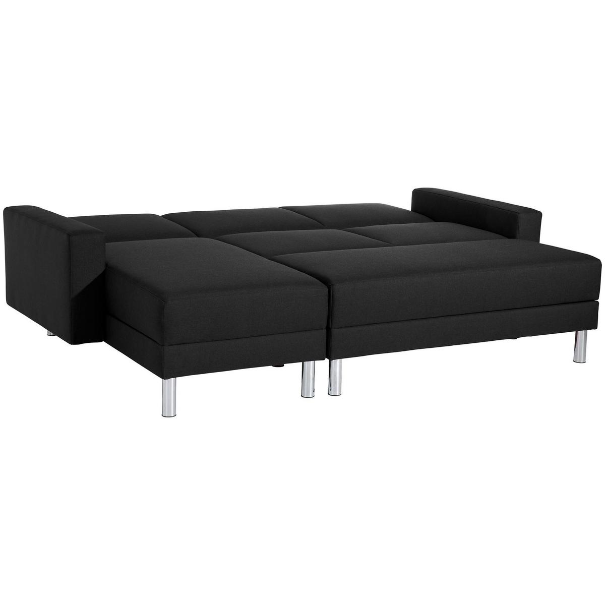 FUNKTIONSSOFA mit Hocker Katryna Flachgewebe schwarz - Schwarz, Kunststoff (144/92/230cm) - 58aufmkessel
