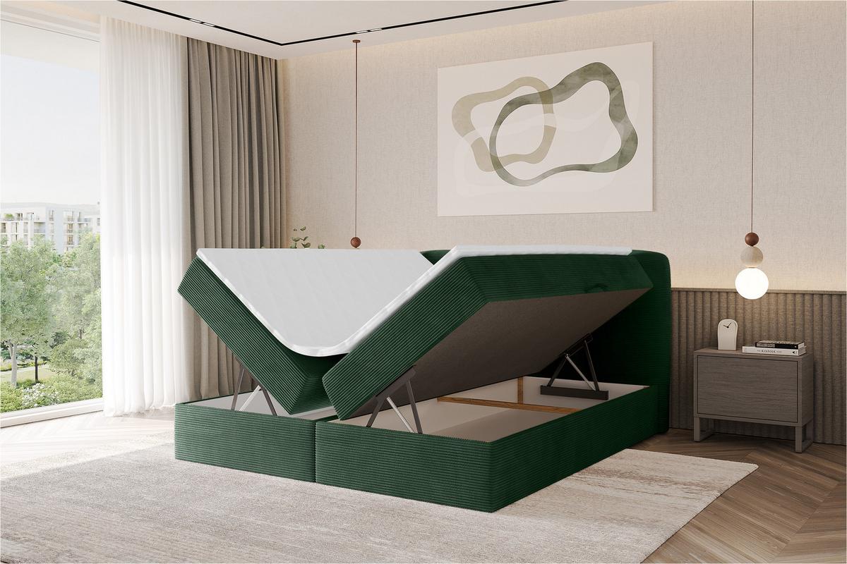 BOXBETT mit Matratze H4 - NINA - 180x200 cm Grün - Waldgrün, Holzwerkstoff (180/200cm) - ALTDECOR