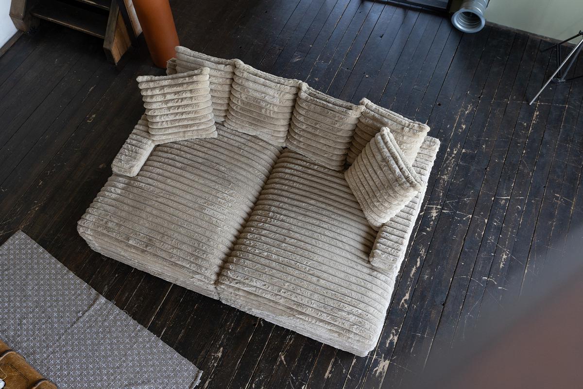 BIG SOFA CADY Taupe Cord - Taupe/Schwarz, Kunststoff/Textil (248/73/168cm) - KAWOLA