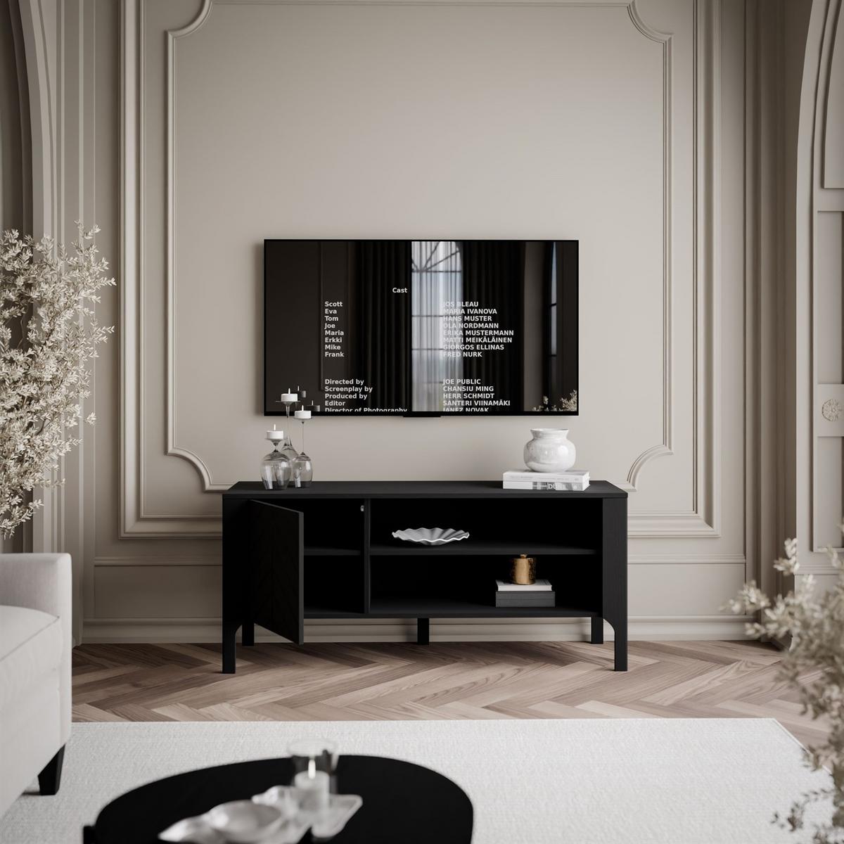 TV-SCHRANK LUMI 135 cm, Schwarz - Schwarz, Holzwerkstoff (135/57/41cm) - Lookway