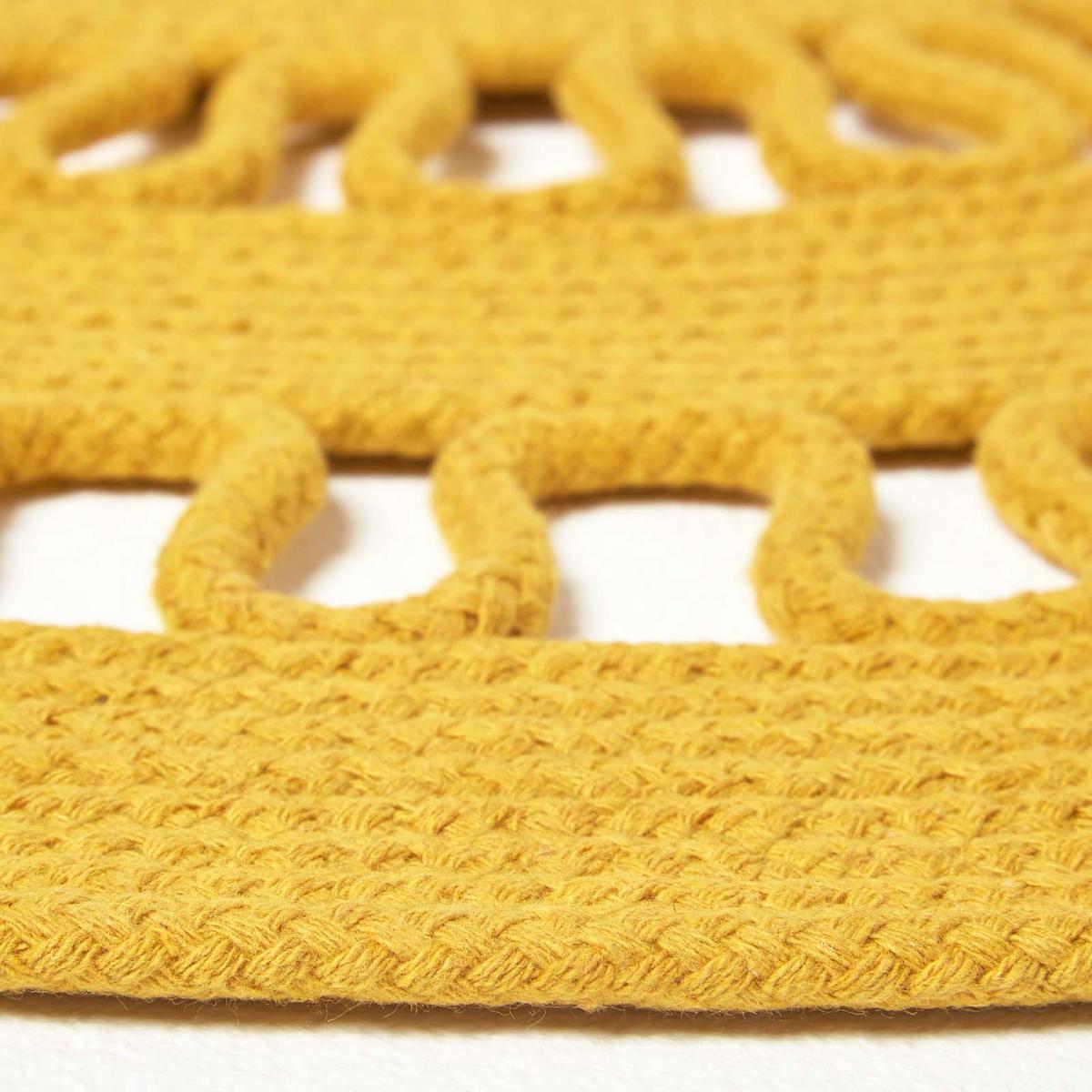 TEPPICH geflochten rund mit Häkel-Muster 90 cm - Currygelb, Textil (90/90cm) - Homescapes
