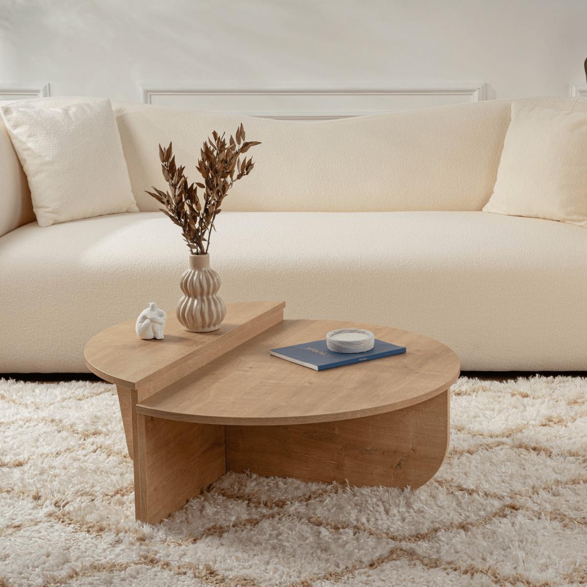 COUCHTISCH - 90 cm x 60 cm - Holz, Platte - Naturfarben Hell - ALOEVA - Naturfarben, Holz (60/90/30cm) - Vente-Unique