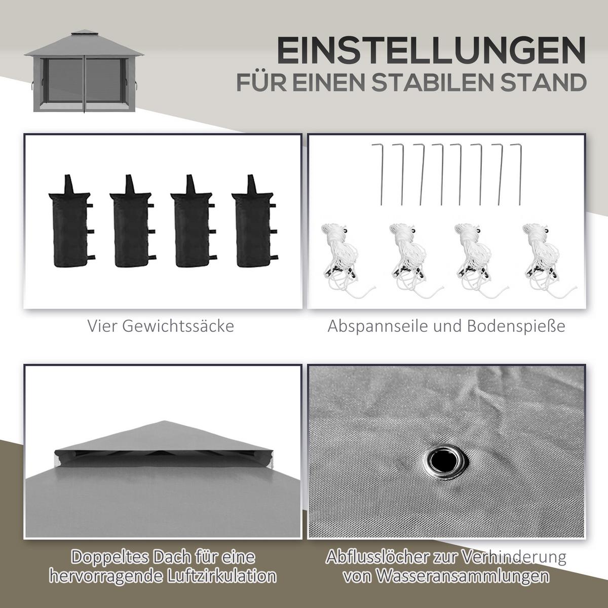 FALTPAVILLON Oxford-Polyester Dunkelgrau - Dunkelgrau, Kunststoff (392/283/392cm) - Outsunny