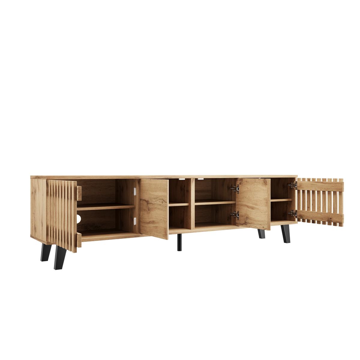 TV-LOWBOARD holz-optik natur für 70 zoll fernseher & 8 fächer - Naturfarben, Holzwerkstoff (180/55/40cm) - Urban Meuble