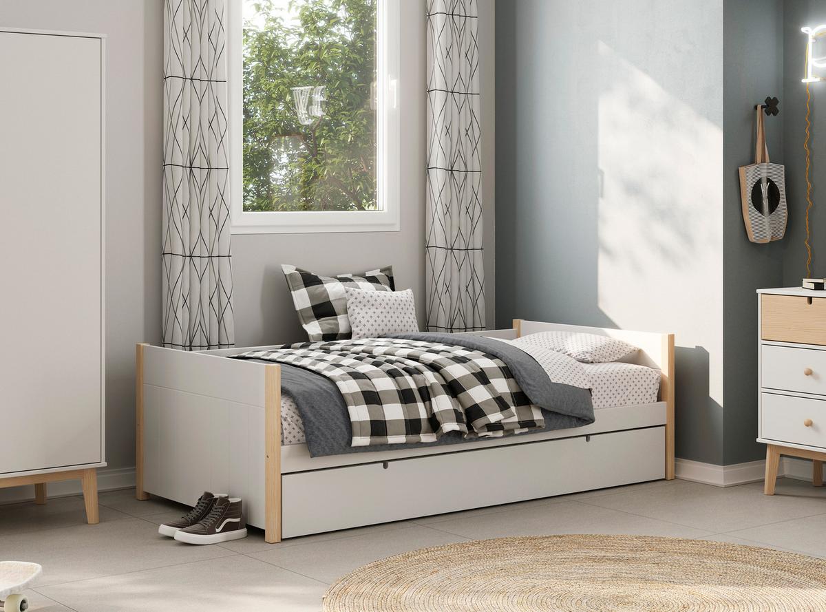 KINDERBETT Kiara Grau 200/98.5/62 cm - Grau, Holz (90/190cm) - Calicosy