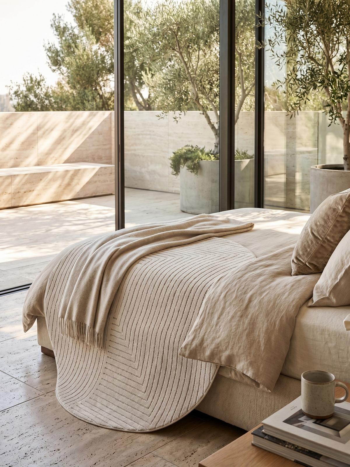 TEPPICH Outdoor ENGADIN in Creme, im Skandi-Stil mit 3D-Design, aus Polypropylen, Ø 200 cm - Beige, Textil (200/200cm) - KADIMA DESIGN