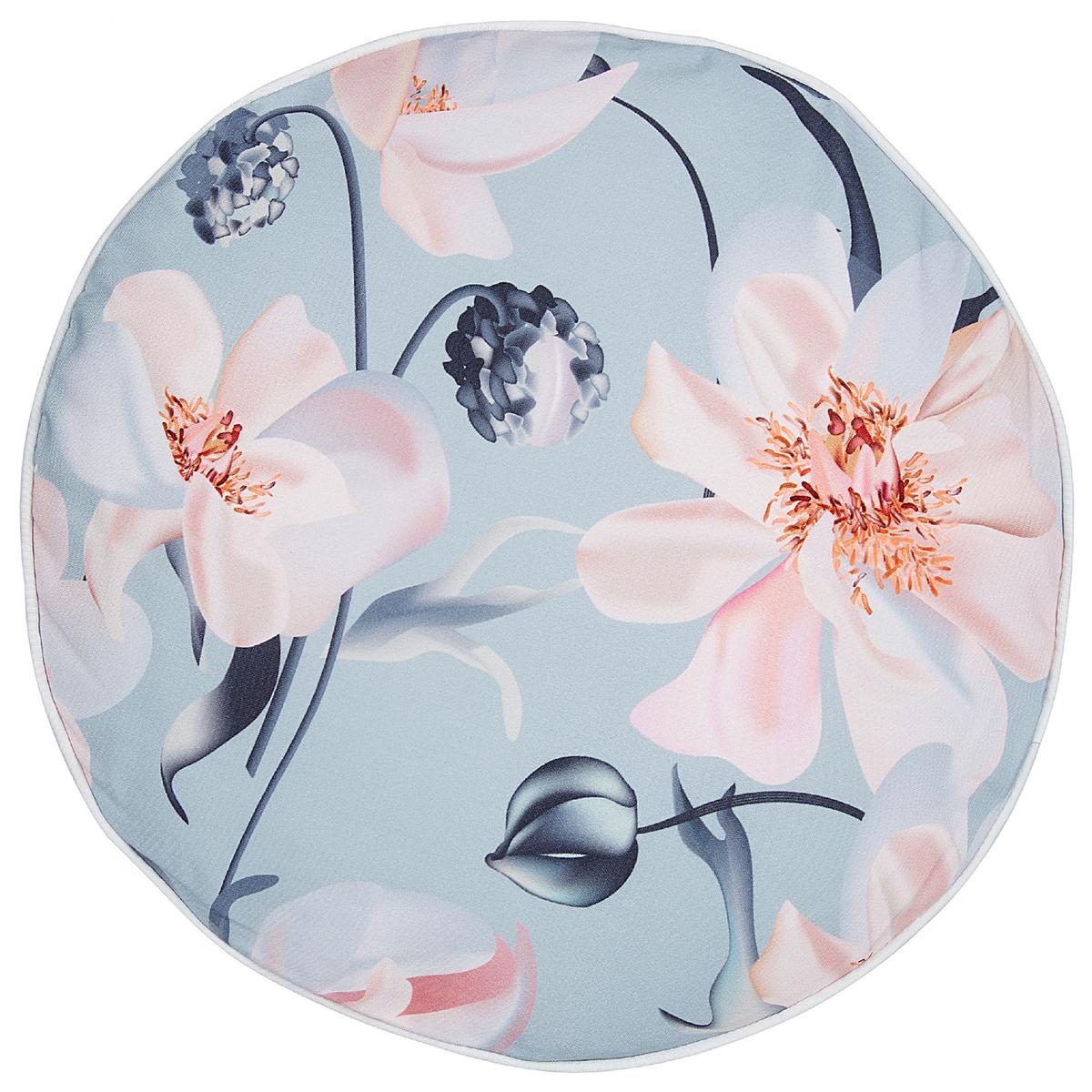 GARTENKISSEN 2er-Set Blumenmuster blau 40 cm Apricale - Hellblau, Textil (40/40cm) - Beliani