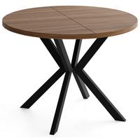 ESSTISCH Valeo runder ausziehbarer, Walnuss Braun 100-180/100/76 cm - Walnussfarben/Schwarz, Holzwerkstoff/Metall (100/180/76cm) - WFL GROUP