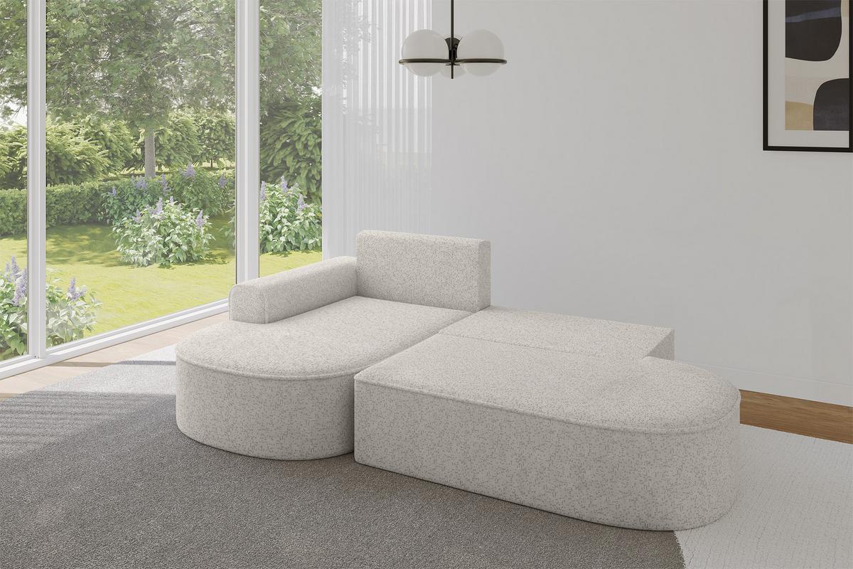 ECKSOFA mit Schlaffunktion und Bettkasten Ottomane Links MARI-L1-S - 283x167x73 cm Hellgrau Tissu - Hellgrau/Schwarz, Holzwerkstoff/Kunststoff (283/167cm) - ALTDECOR