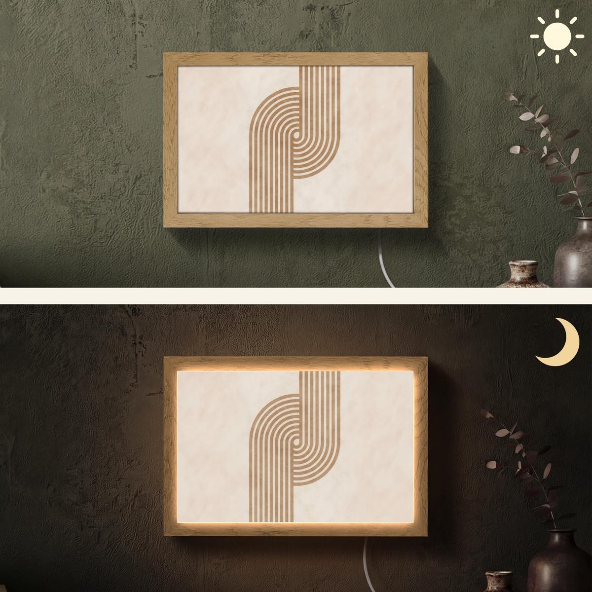 WANDLEUCHTE Symmetrische Biegung - kupferfarbig 30x20 cm - Beige, Holzwerkstoff (30/20/8cm) - OnlyWow