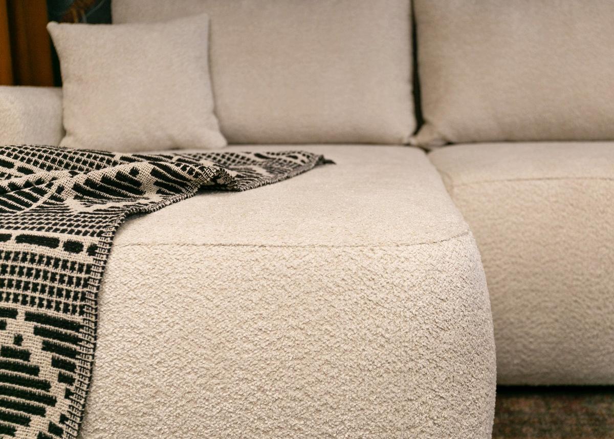 ECKSOFA Ovo Beige Bouclé - Beige/Schwarz, Kunststoff/Textil (380/95/167cm) - Selsey