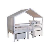 HAUSBETT HALBHOCH 90x200 Keeley Buche Weiß Leiter Himmel - Weiß, Holz (90/200cm) - 58aufmkessel