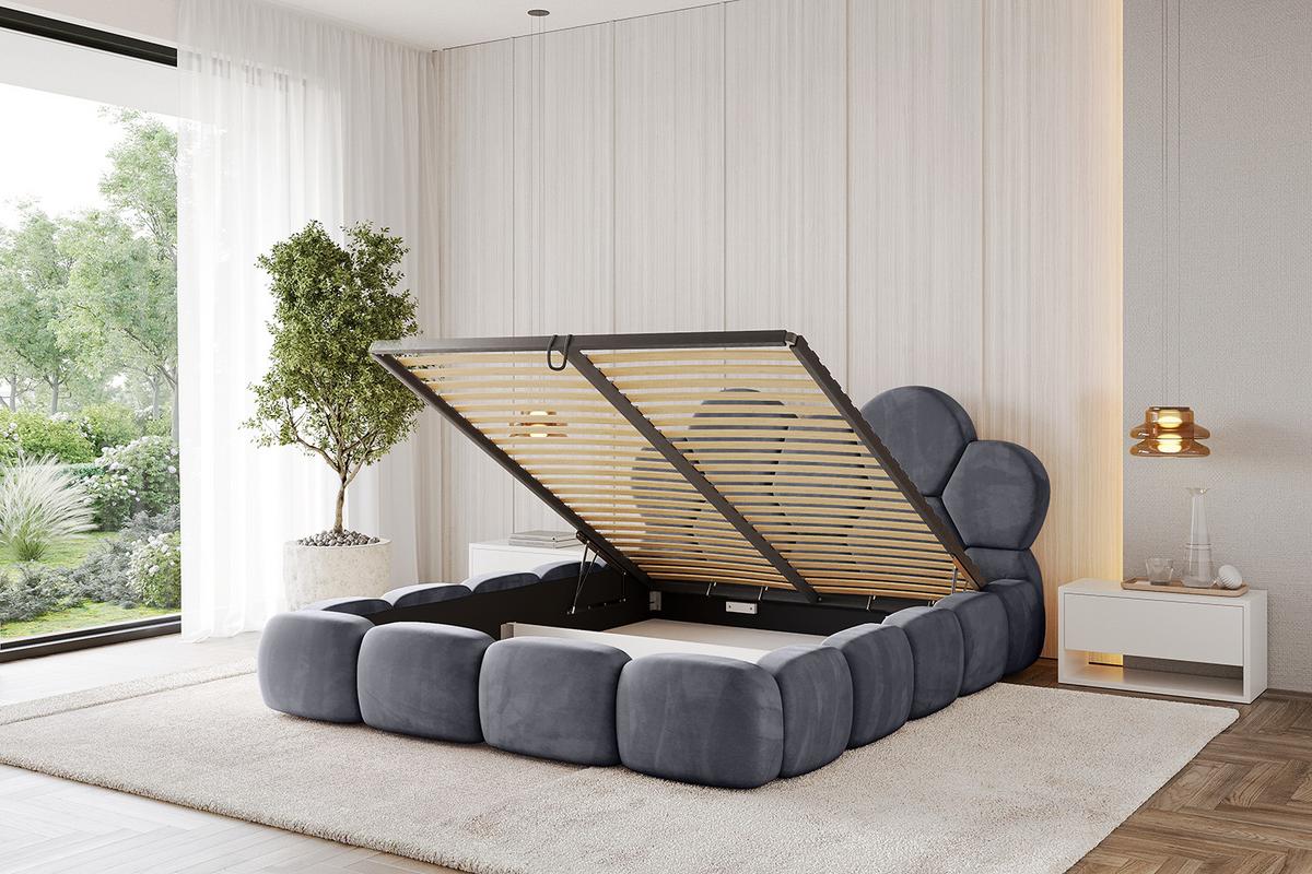 POLSTERBETT mit Bettkasten und Lattenrost, Bett mit Matratze H3/H4 - LANA 180x200 Dunkelgrau - Dunkelgrau, Holzwerkstoff/Textil (180/200cm) - ALTDECOR