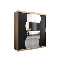 SCHWEBETÜRENSCHRANK 200/180/62 2-türig - Silberfarben/Schwarz, Holz/Kunststoff (180/200/62cm) - MÖBEL KRYSPOL