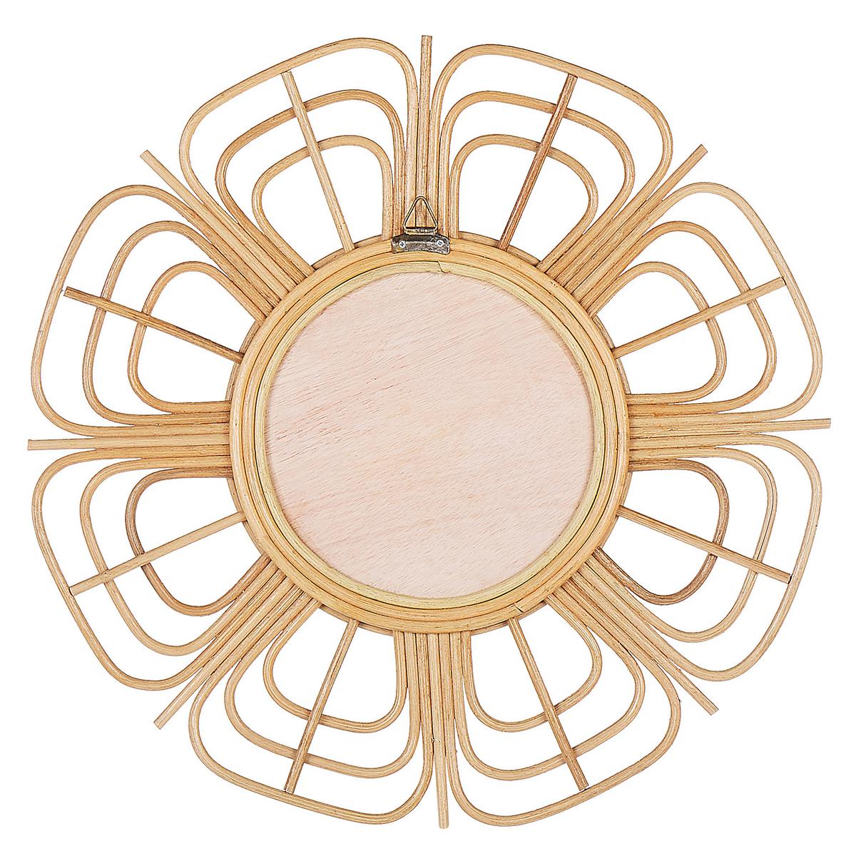 WANDSPIEGEL Rattan natürlich Sonnenform 60 cm Pasaku - Beige/Naturfarben, Naturmaterialien (60/60/1cm) - Beliani
