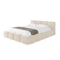 POLSTERBETT mit Bettkasten und Lattenrost, Bett mit Kopfteil, Boxbett ohne Matratze, Doppelbett mit Stauraum - NATA-v1 200x200 Beige - Cappuccino, Holzwerkstoff/Textil (200/200cm) - ALTDECOR