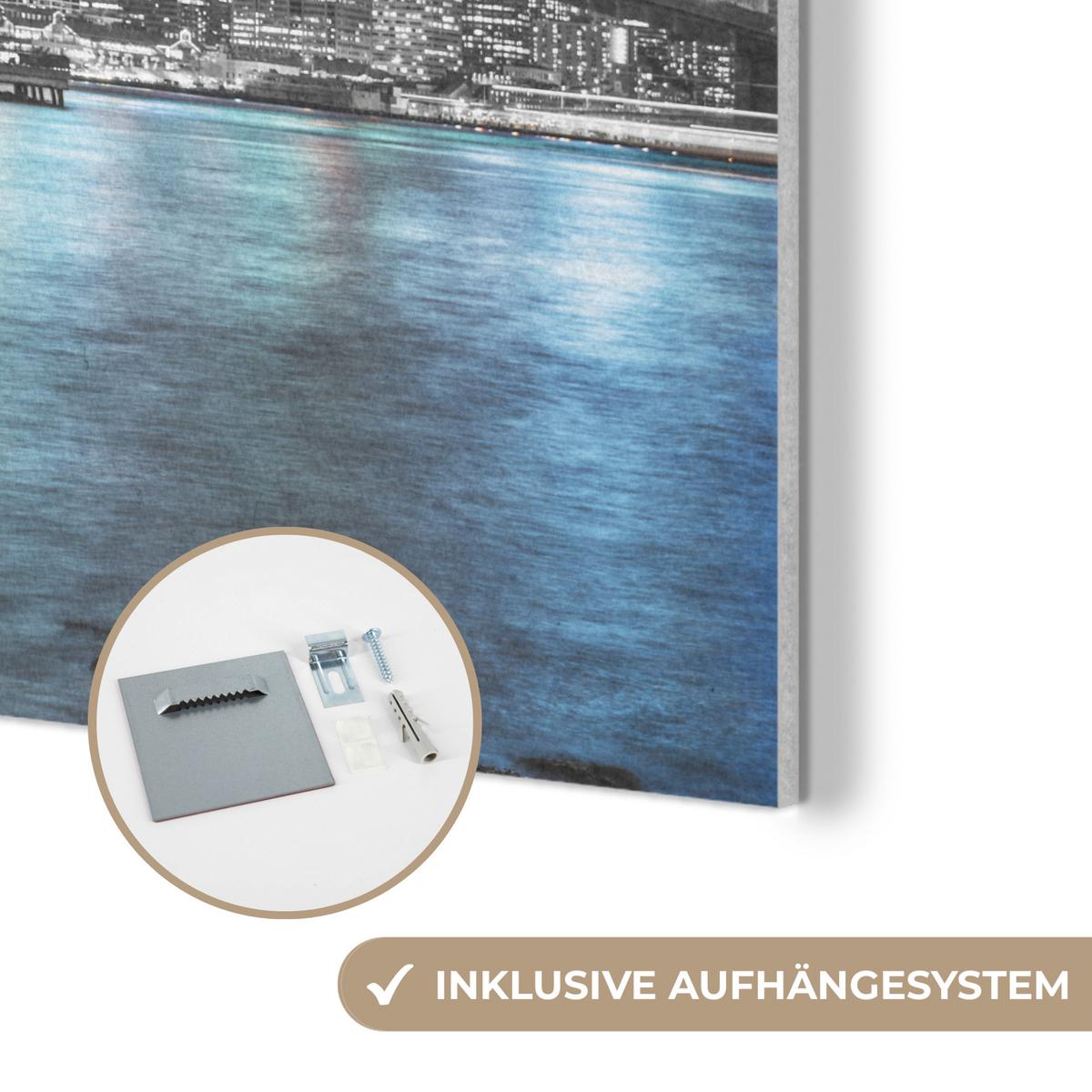 AKUSTIKBILD New York - Skyline - Stadt - Blau Wandbilder 60x60 cm - Blaugrau, Kunststoff (60/60/0.9cm) - MuchoWow