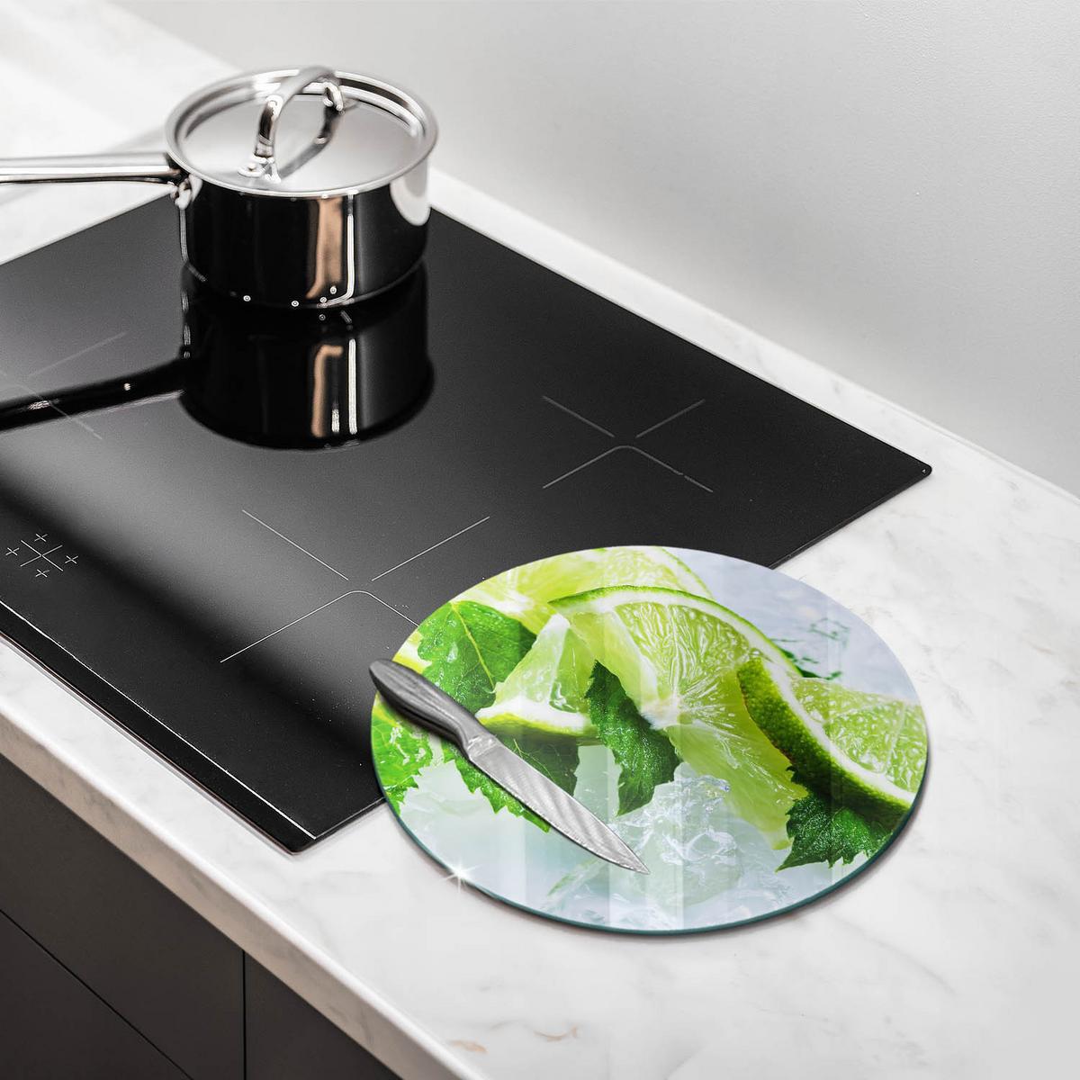 GLASPLATTE Ø 30 cm Limette Minze und Eis - Grün, Glas (30/30cm) - Wallfluent