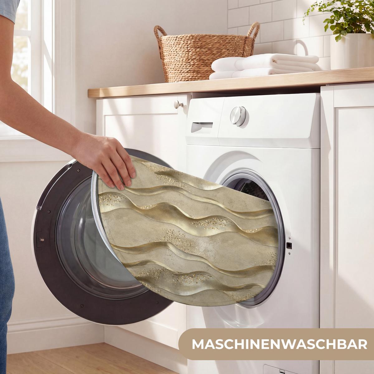 WC-VORLEGER Wellen - Muster - Gold Toilettenteppich 70x70 cm - Messingfarben, Textil (70/1cm) - OnlyWow