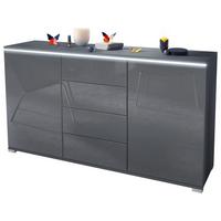 SIDEBOARD Faro Grau Hochglanz - Anthrazit, Holzwerkstoff (138.5/75.5/35cm) - Vladon