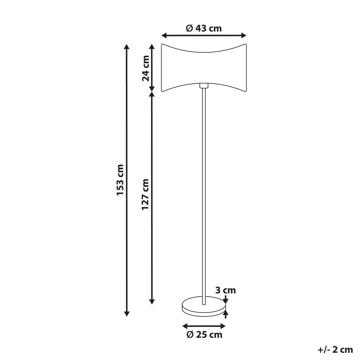 STEHLAMPE Silber/Schwarz Calvillo - Silberfarben/Schwarz, Metall (43/43/153cm) - Beliani