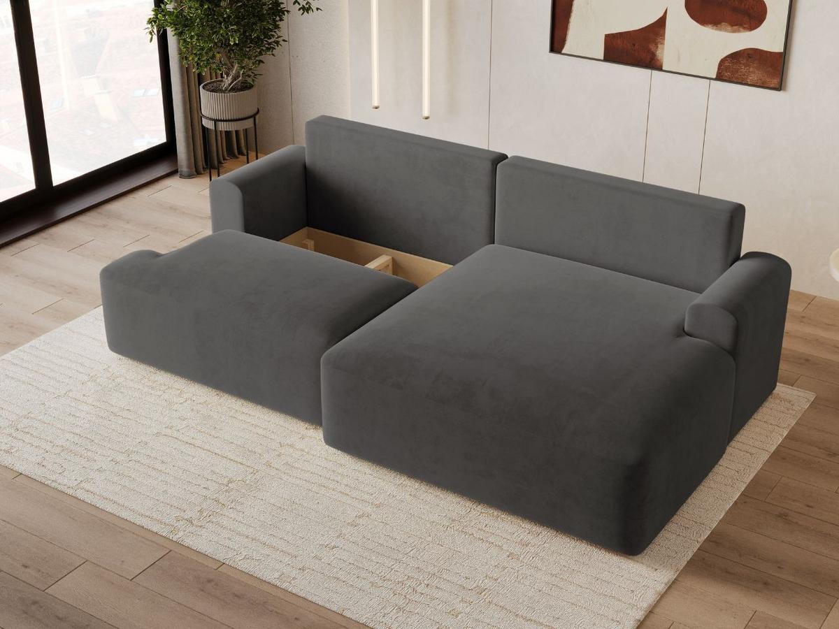 ECKSOFA Serene Dunkelgrau Links - Dunkelgrau, Holz/Textil (259/145cm) - Graingold