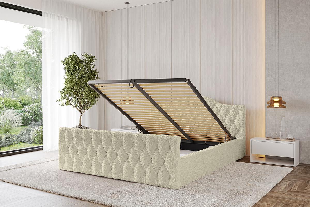 POLSTERBETT mit Bettkasten, Fußteil und Lattenrost, Boxbett mit Matratze H3/H4 - FALIO-Z-V1 120x200 Beige - Taupe, Holzwerkstoff/Textil (120/200cm) - ALTDECOR