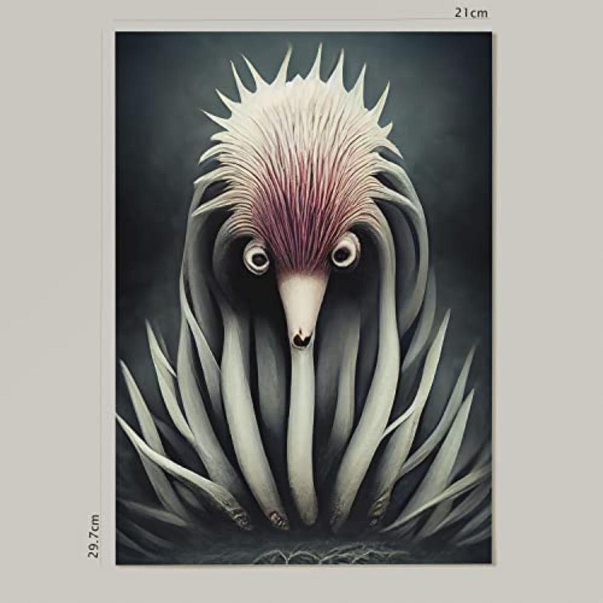 POSTER Set mit 4 Schwarz und weiß Tier im T Burton Goth Stil A4 Rahmenlos - Klar, Papier (29.7/3cm) - Nacnic