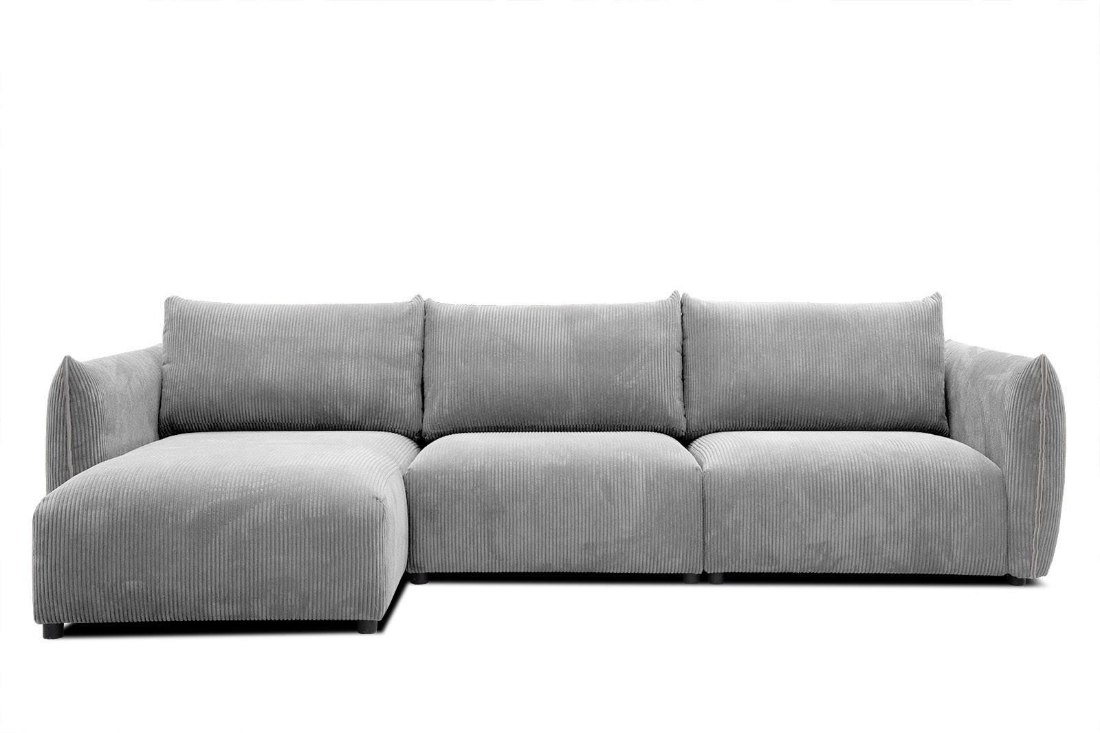 ECKSOFA TAUER 5-Sitzer, hellgrau - Hellgrau/Schwarz, Holzwerkstoff/Kunststoff (173/294cm) - Wozimo