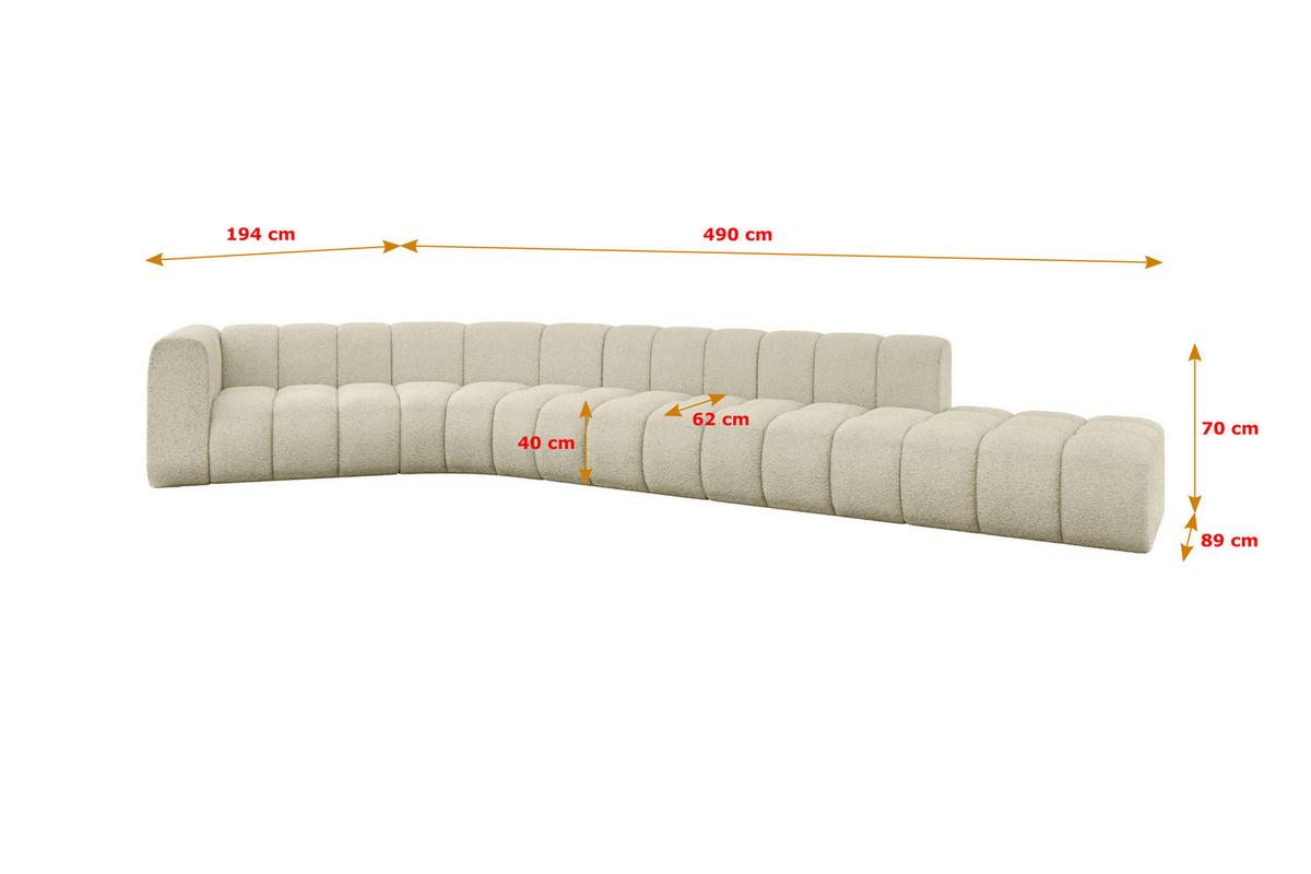 ECKSOFA modulares Sofa Tilmo-L2 - 490x194x70 cm Beige - Beige, Holzwerkstoff/Textil (490/194cm) - ALTDECOR
