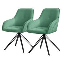 ESSZIMMERSTUHL 2er Set drehbar Grün Webstoff - Schwarz/Grün, Textil/Metall (61/84.5/57cm) - ML-DESIGN