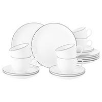KAFFEESERVICE RUND Lido Black Line schwarz-weiß 18-tlg. - Schwarz/Weiß, Keramik (24/18.1/43cm) - Seltmann Weiden