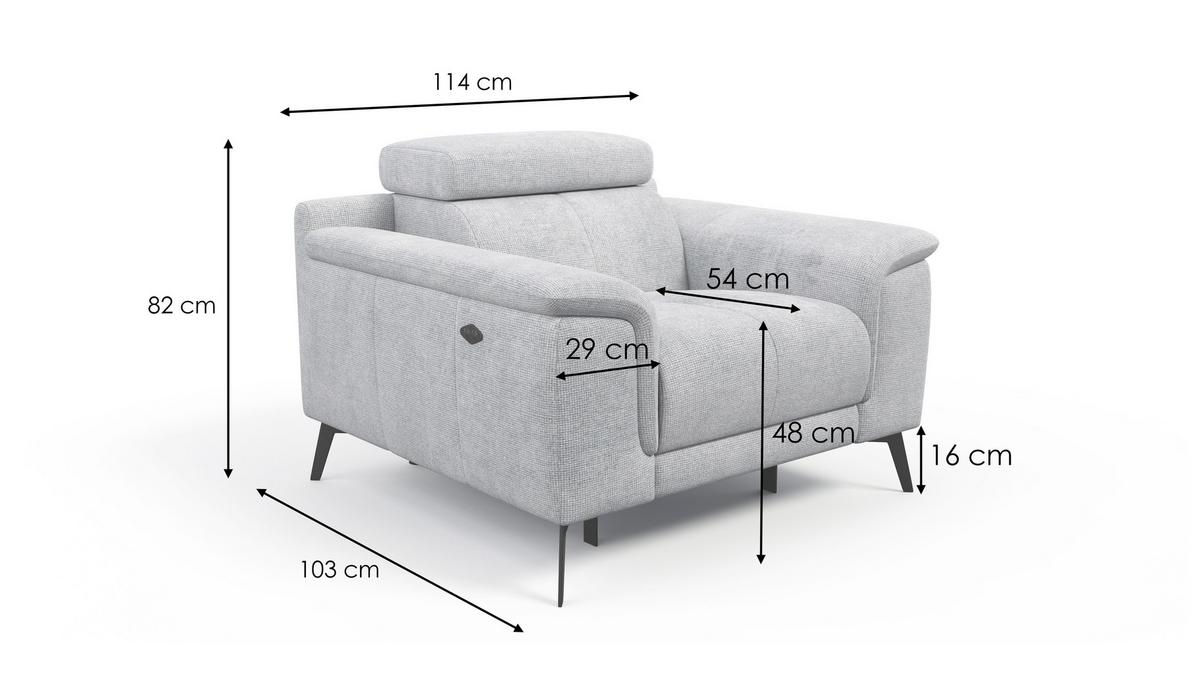 SESSEL FIERO mit Relaxfunktion, creme - Creme/Schwarz, Holzwerkstoff/Textil (114/82/103cm) - Wozimo