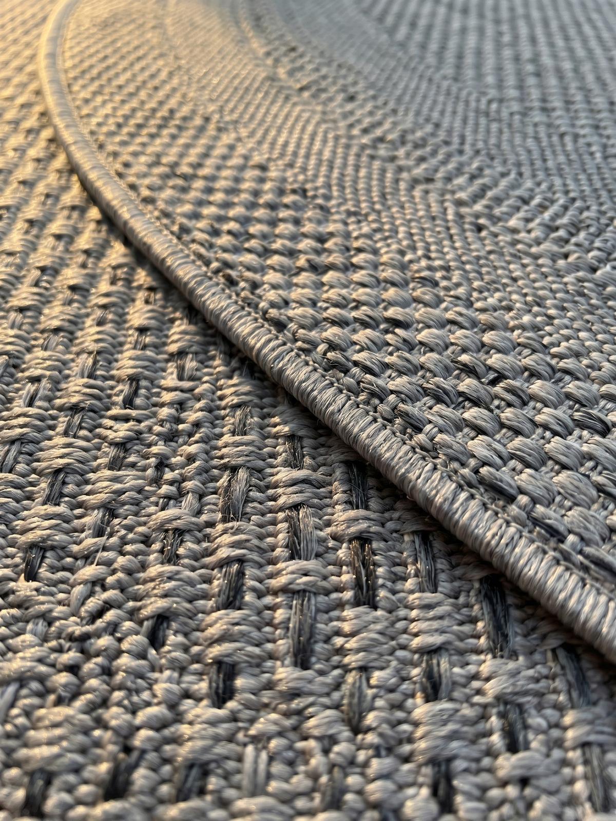 TEPPICH Outdoor VENTOUX in Grau, mit Bordüre, Ø 200 cm - Grau, Textil (200/200cm) - KADIMA DESIGN