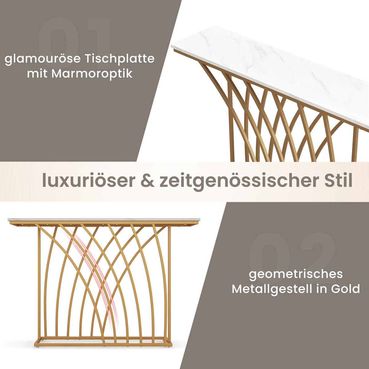 KONSOLENTISCH Weiß - Weiß, Holzwerkstoff (30/120/80cm) - COSTWAY