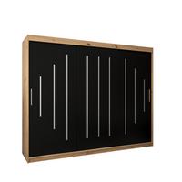 SCHWEBETÜRENSCHRANK 200/250/62 3-türig - Silberfarben/Schwarz, Holz/Kunststoff (250/200/62cm) - Abiks Möbel